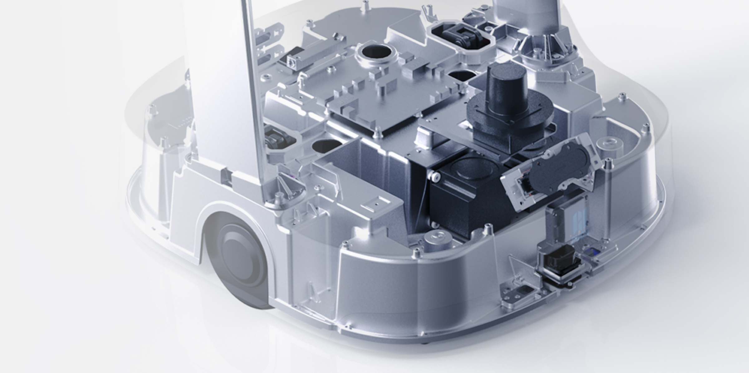 PuduBot 2 chassis with self-leveling linkage suspension