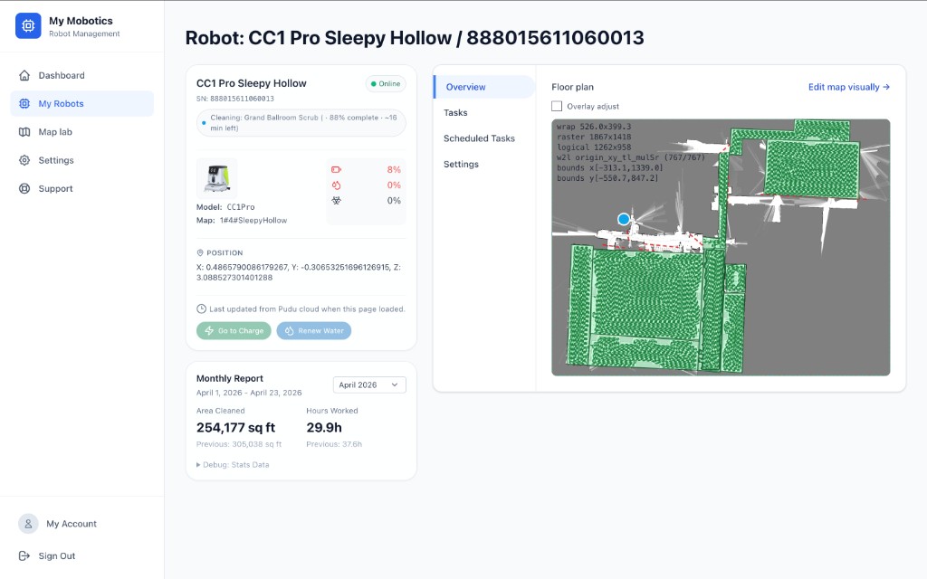 Robot map and floor plan view